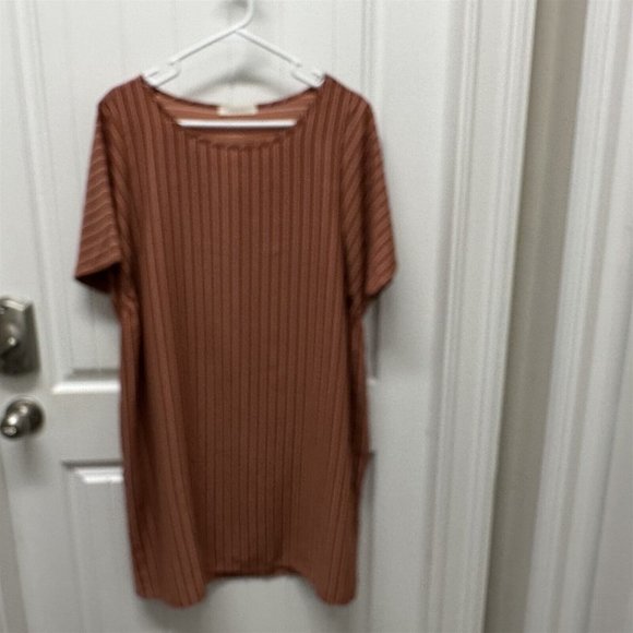 entro Dresses & Skirts - Entro Mini Dress Medium Oversized Orange Brown Flowy Boxy Pockets Popover